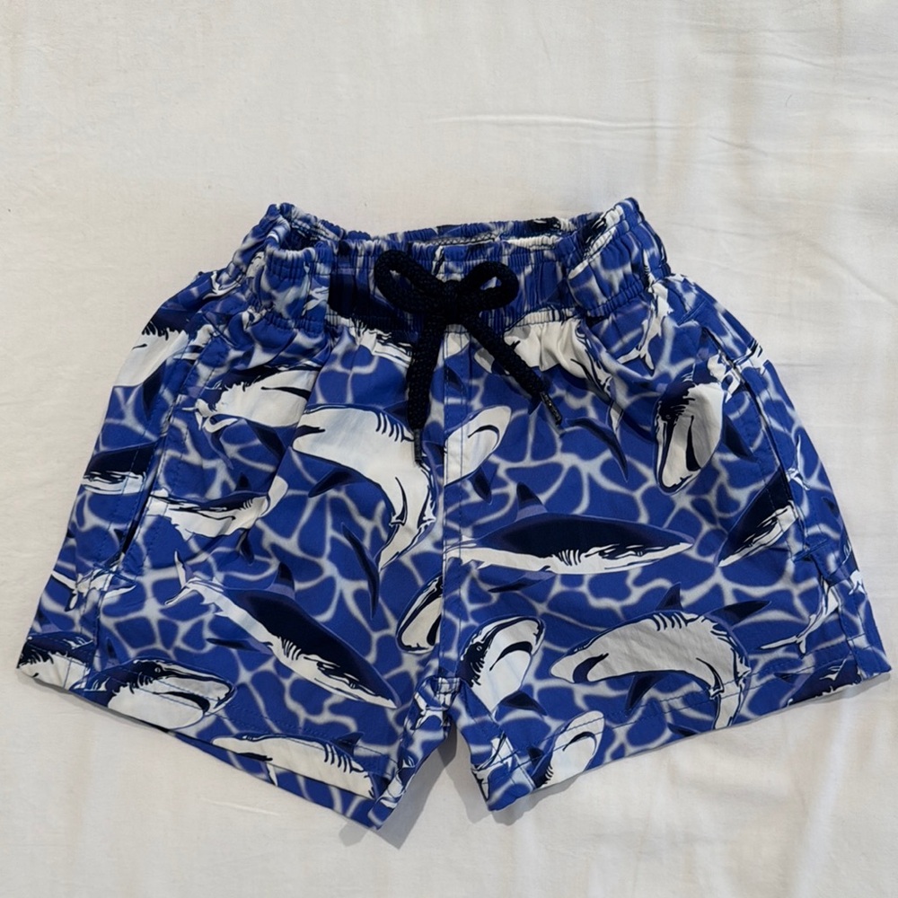 Vilebrequin - Boys Blue Shark Print Swim Trunks Shorts - Size: 2Y